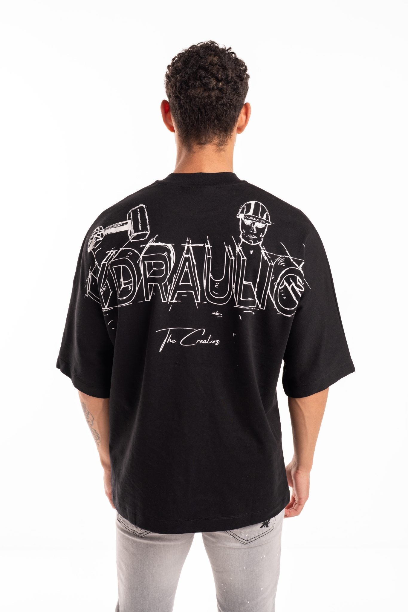 HYDRAULICS PERSPECTIVE SUPER OVERSIZED T-SHIRT BLACK