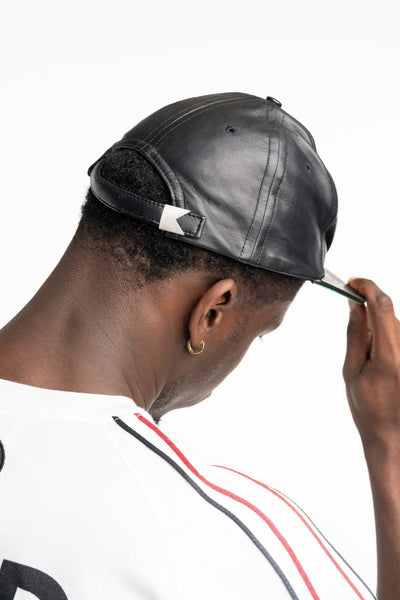 RHUDE MEN’S LOGO LEATHER HAT BLACK