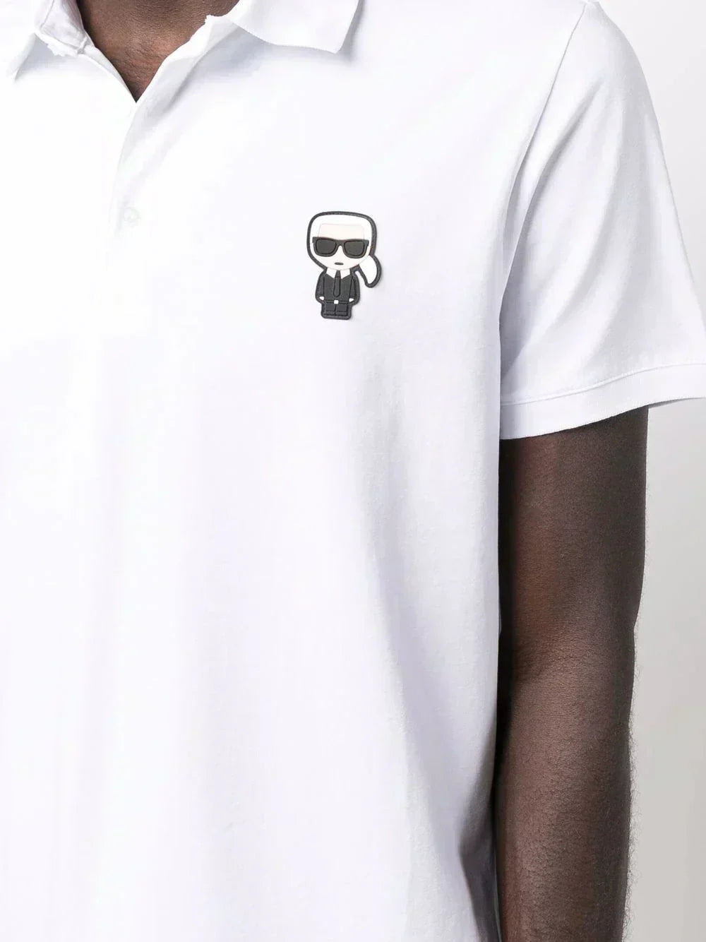 KARL LAGERFELD PATCH DETAIL COTTON POLO SHIRT