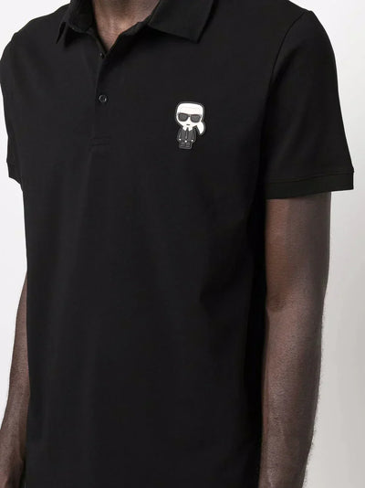 KARL LAGERFELD PATCH DETAIL COTTON POLO SHIRT