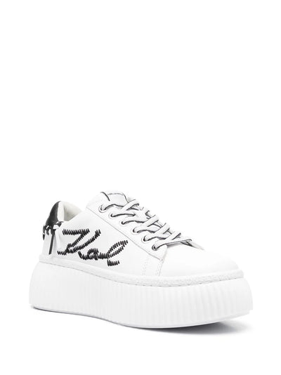 KARL LAGERFELD LOGO-EMBROIDERED LOW-TOP PLATFORM WOMEN SNEAKERS