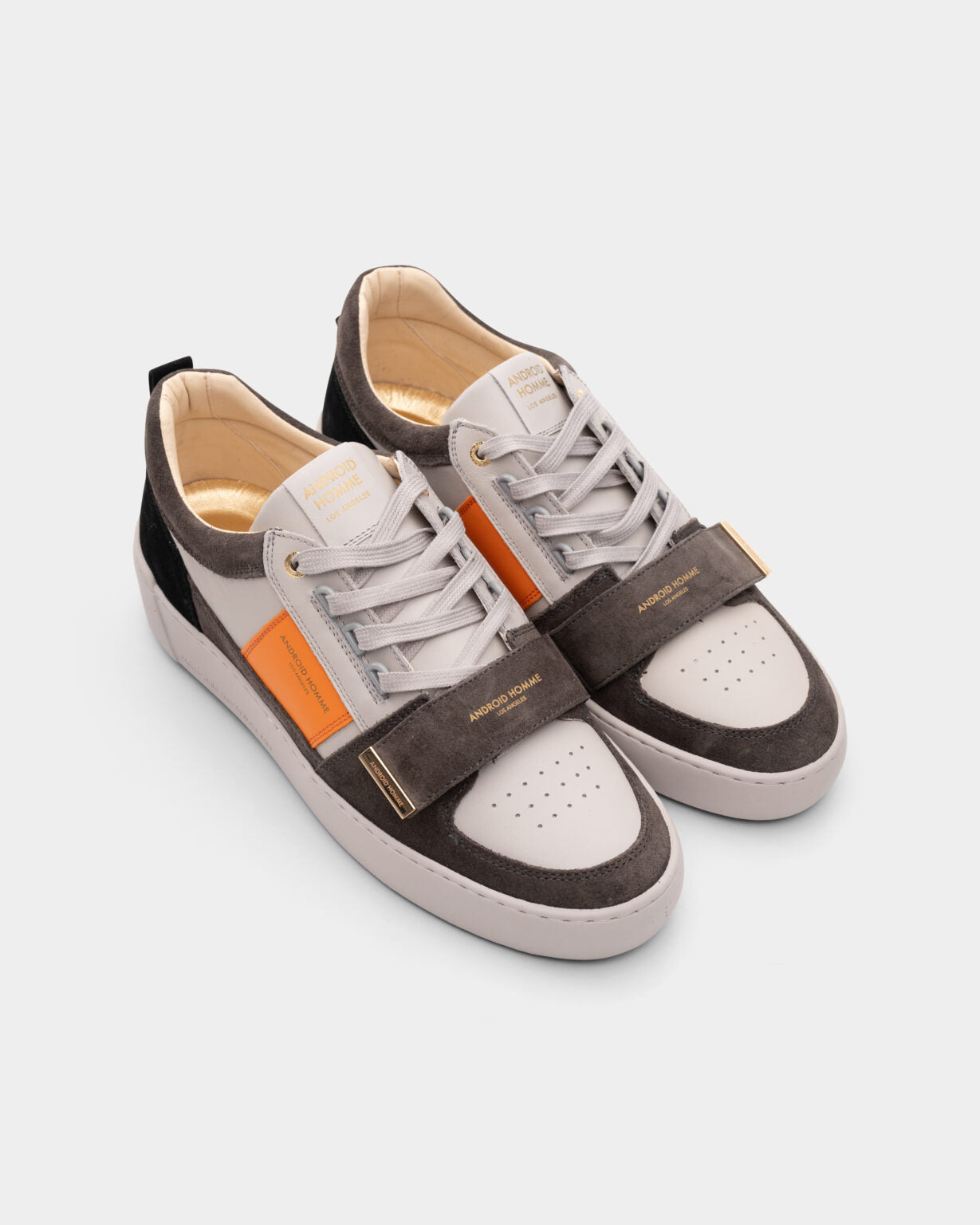 ANDROID HOMME MEN’S POINT DUME LOW LEATHER SUEDE GREY/ORANGE/WHITE SNEAKER