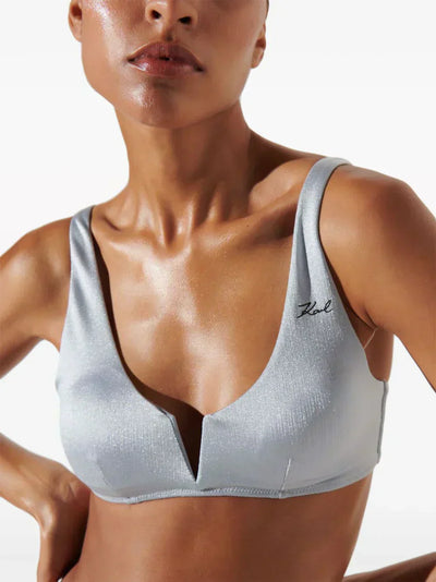 KARL LAGERFELD METALLIC BIKINI TOP