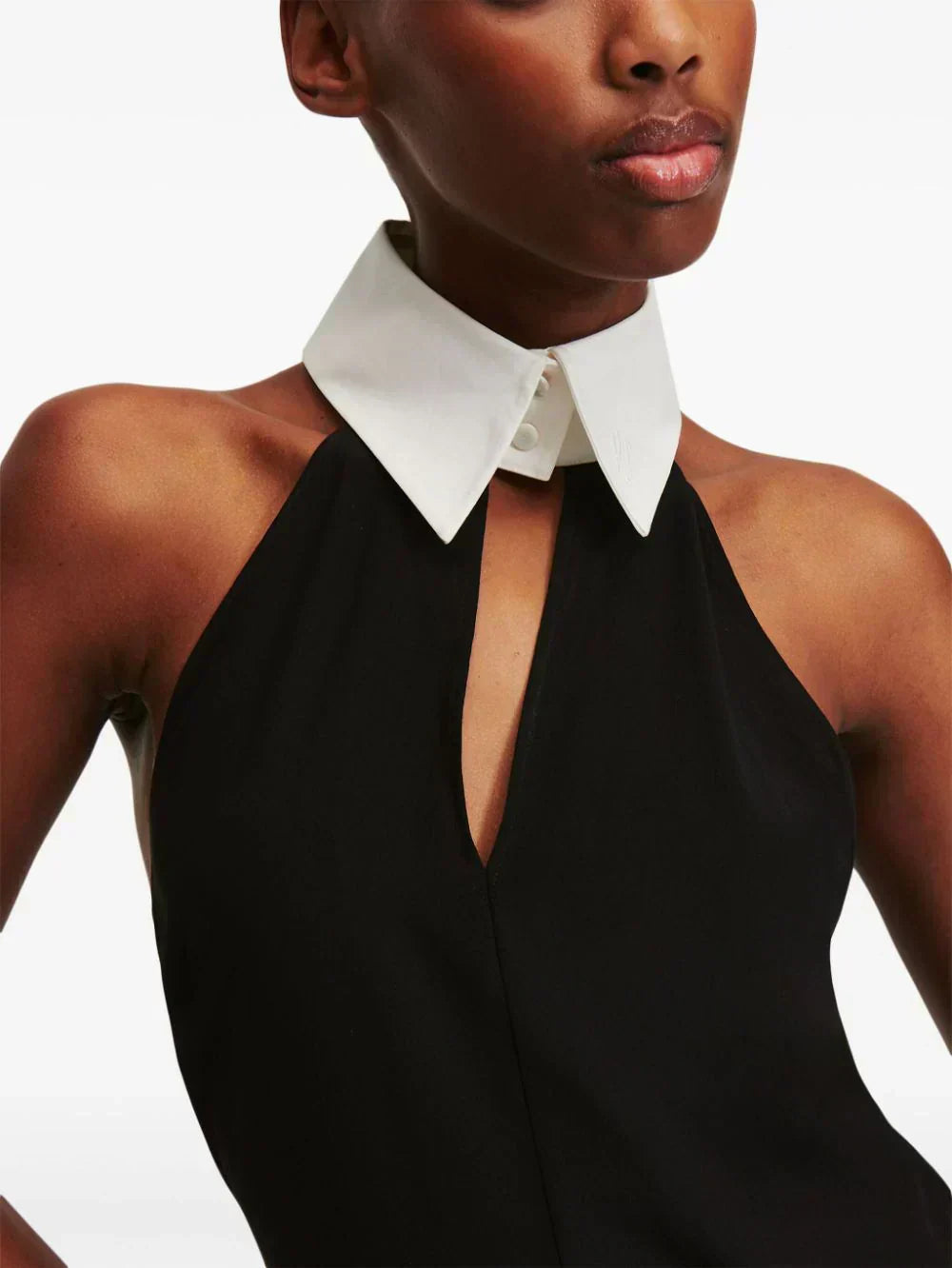 KARL LAGERFELD COLLAR-DETAIL HALTERNECK TOP