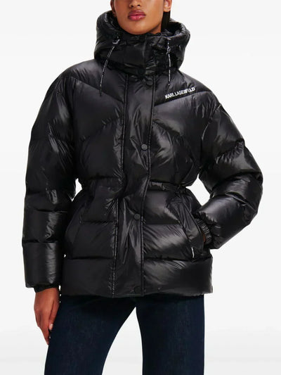 KARL LAGERFELD HIGH-SHINE PUFFER JACKET