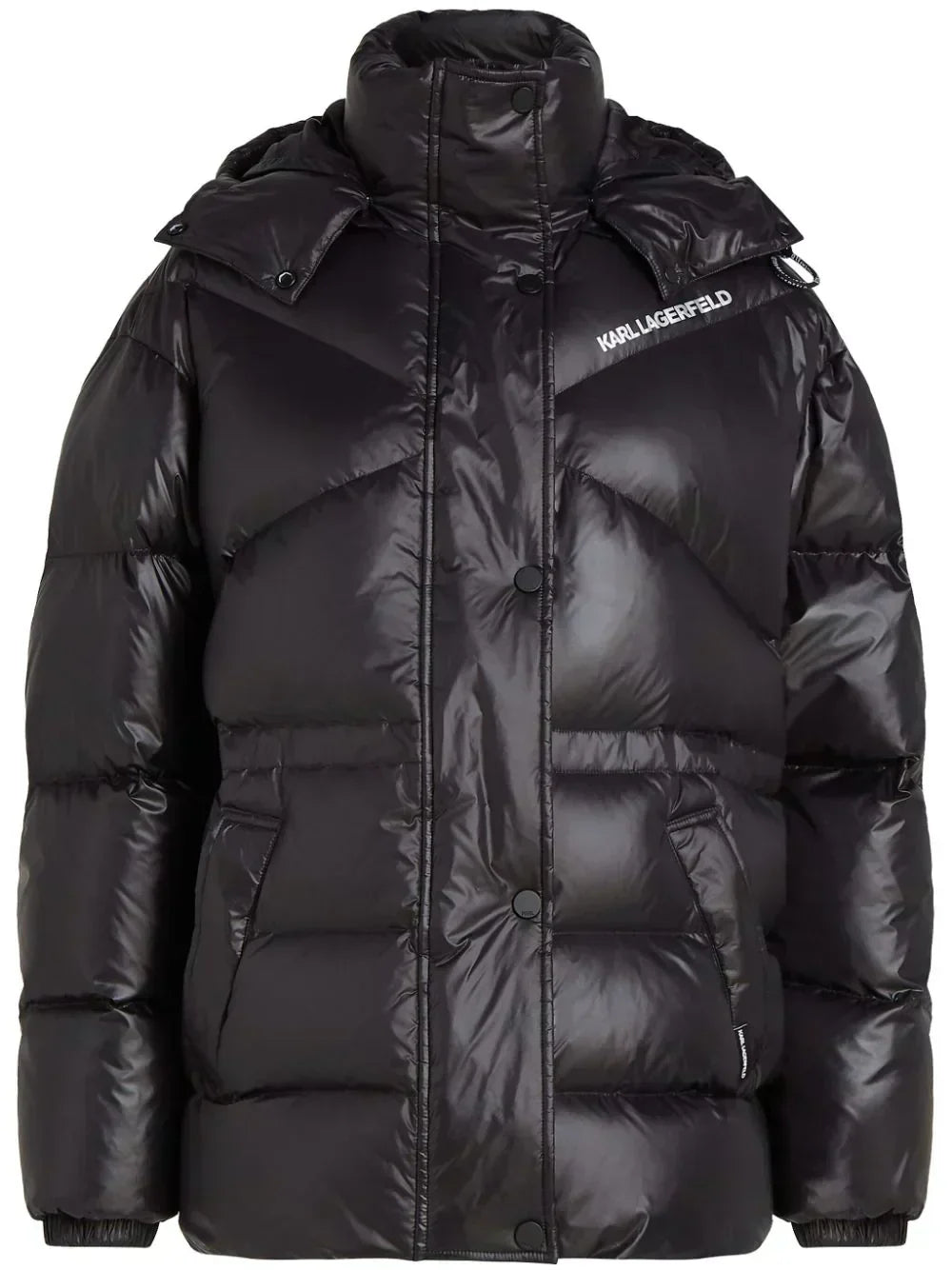 KARL LAGERFELD HIGH-SHINE PUFFER JACKET