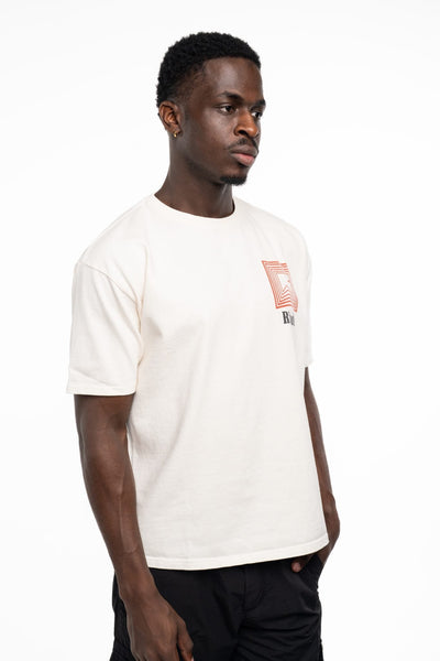 RHUDE MEN’S CHEVRON LOGO REPEAT TEE VINTAGE WHITE