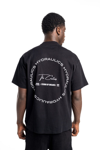 HYDRAULICS CIRCULAR CHAIN OVERSIZED FIT T-SHIRT BLACK