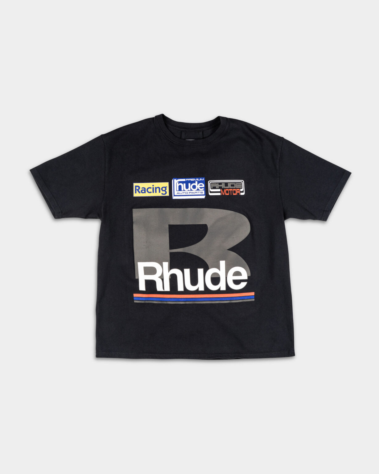 RHUDE MEN’S PETROL PATCH TEE VINTAGE BLACK