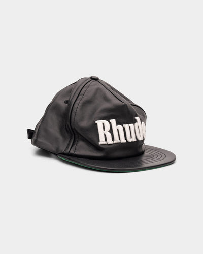 RHUDE MEN’S LOGO LEATHER HAT BLACK