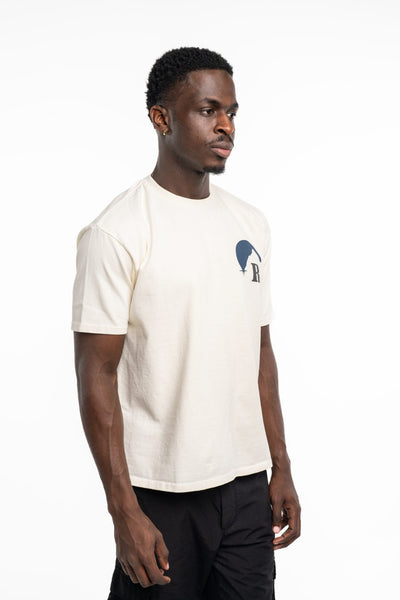 RHUDE MEN’S MOONLIGHT TEE VINTAGE WHITE/OXFORD NAVY