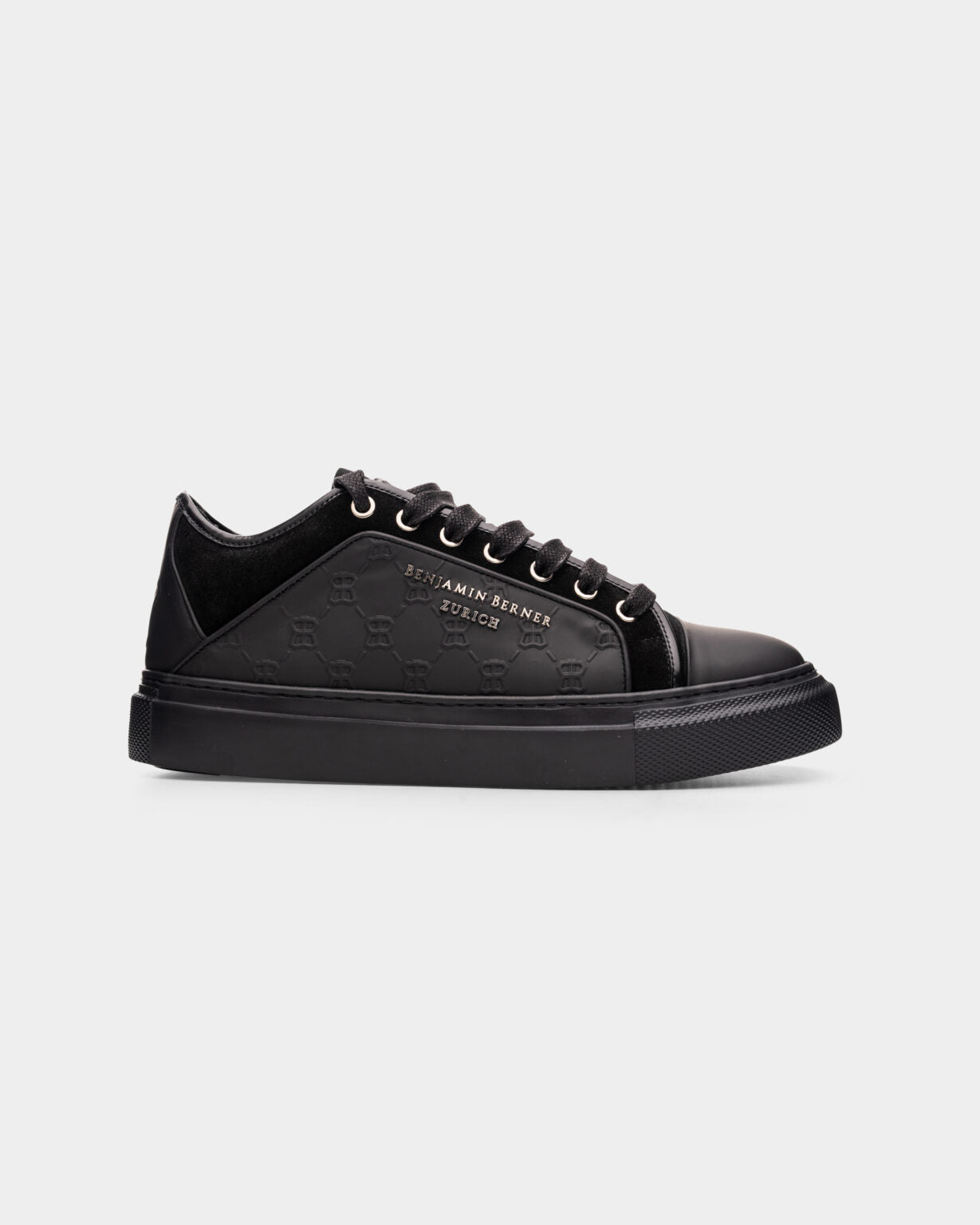 BENJAMIN BERNER MEN’S ODIN MONOGRAM EMBOSSED MATT NAPPA SNEAKER BNJ ODIN ALL BLACK