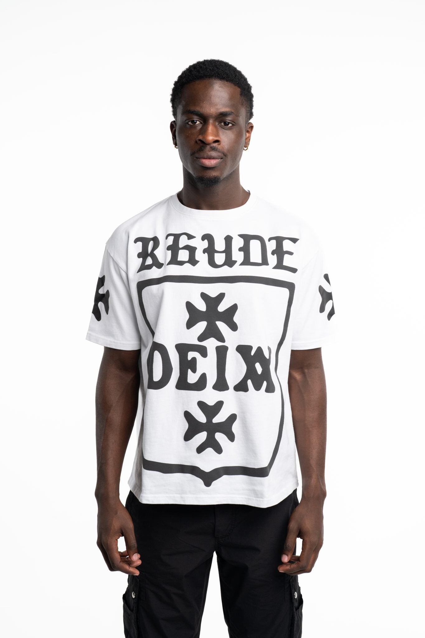 RHUDE MEN’S DEIX SHIELD OVERSIZED TEE WHITE