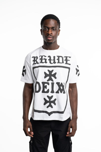 RHUDE MEN’S DEIX SHIELD OVERSIZED TEE WHITE