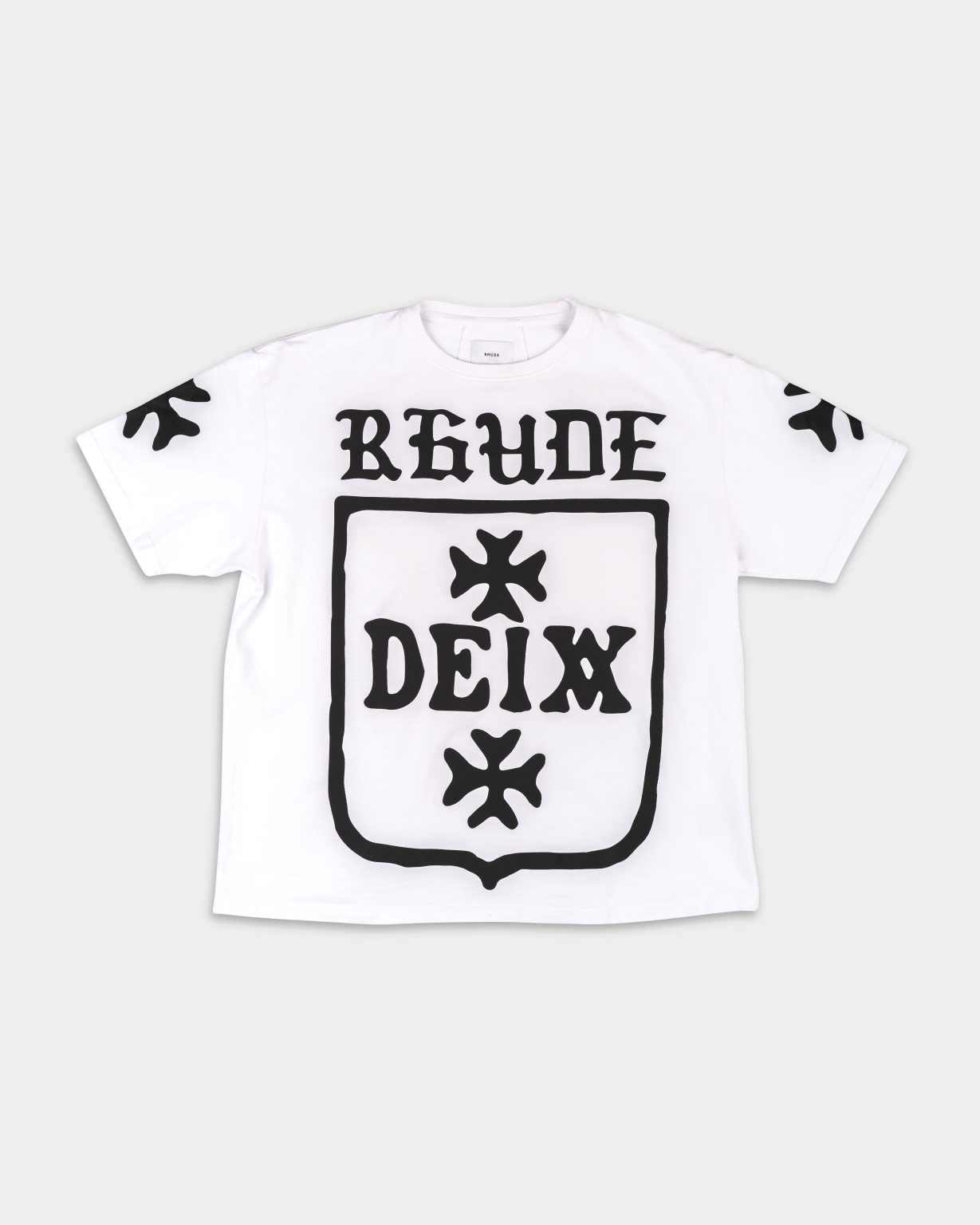 RHUDE MEN’S DEIX SHIELD OVERSIZED TEE WHITE