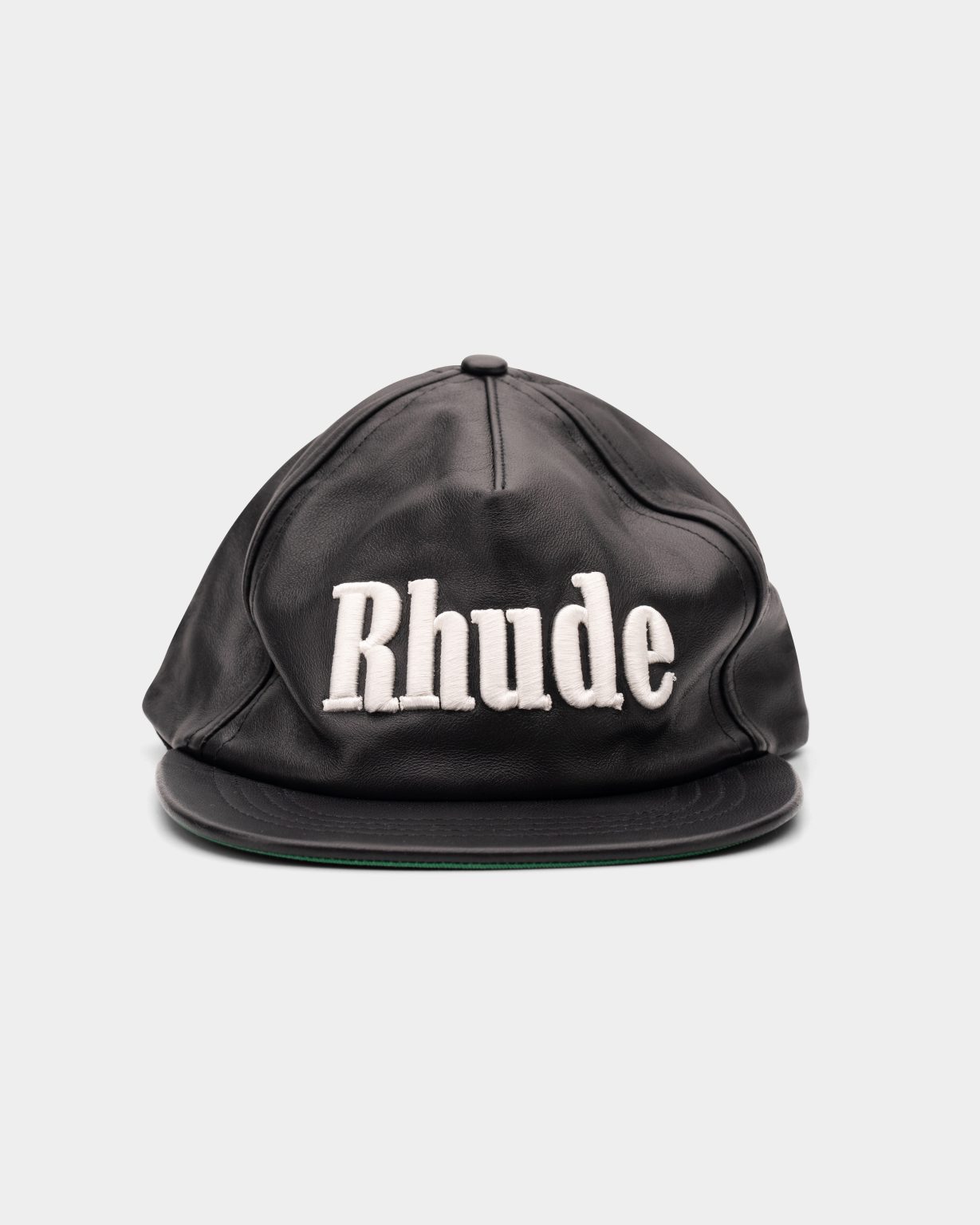 RHUDE MEN’S LOGO LEATHER HAT BLACK