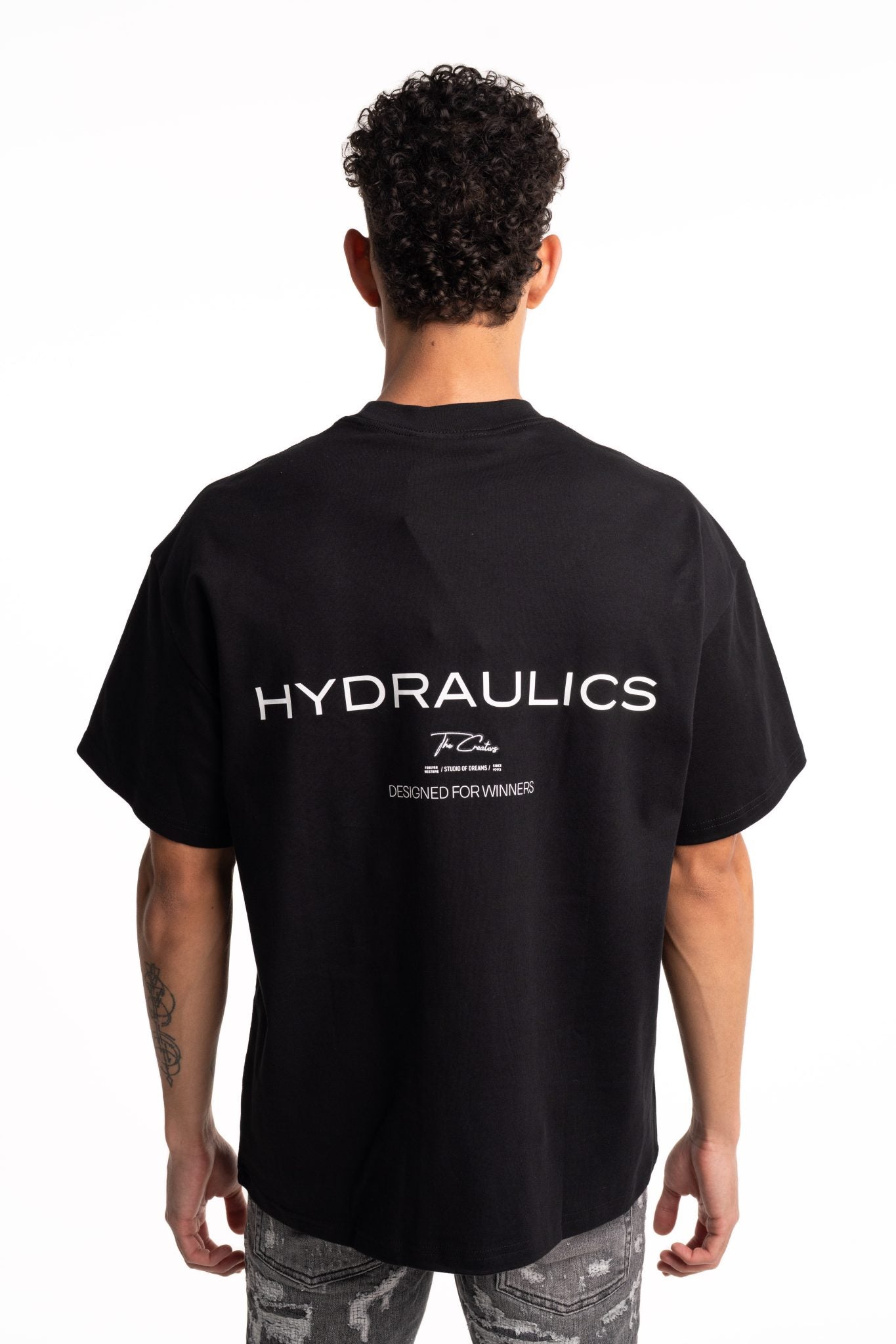 HYDRAULICS DESIGNED FOR WINNERS OVERSIZED FIT T-SHIRT BLACK