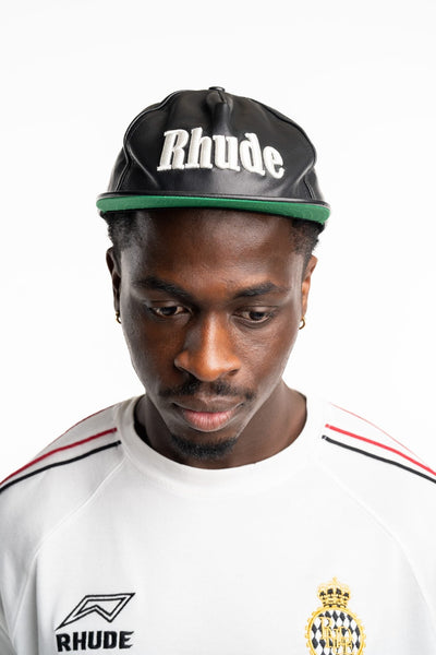 RHUDE MEN’S LOGO LEATHER HAT BLACK