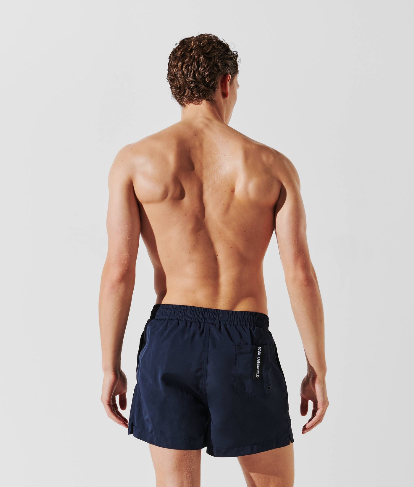 METALLIC KARL LOGO SHORT-LENGTH BOARDSHORTS