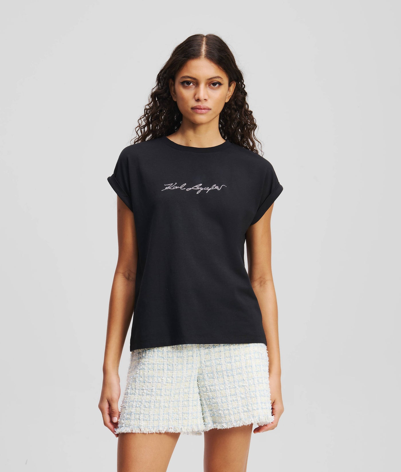 RHINESTONE KARL SIGNATURE T-SHIRT