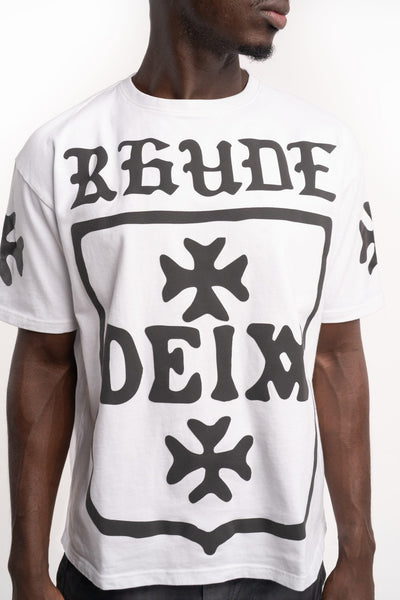 RHUDE MEN’S DEIX SHIELD OVERSIZED TEE WHITE