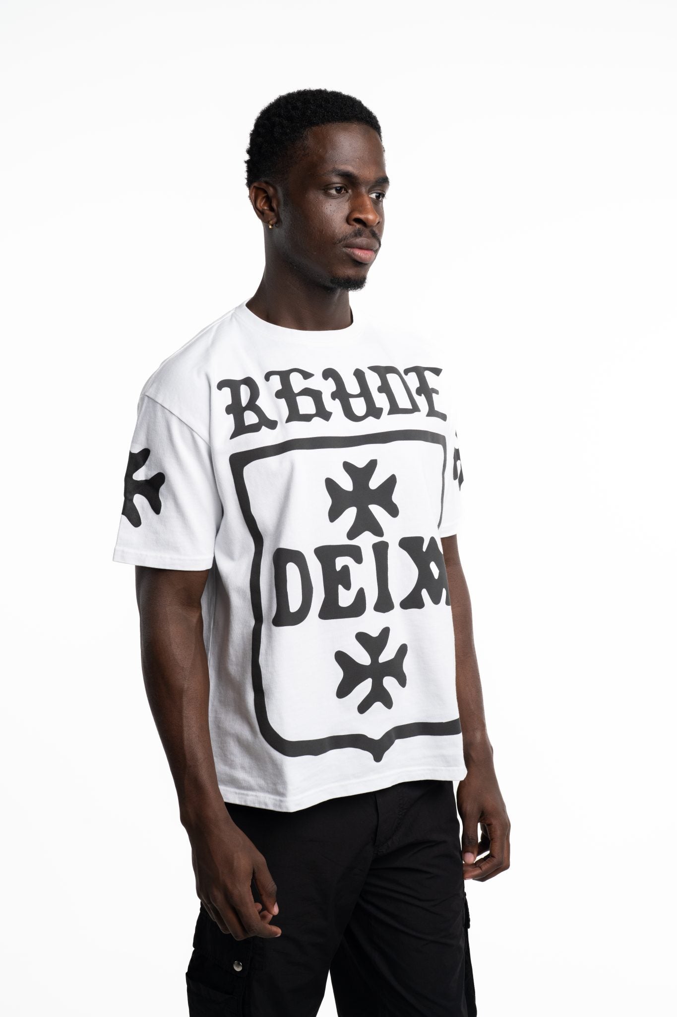 RHUDE MEN’S DEIX SHIELD OVERSIZED TEE WHITE