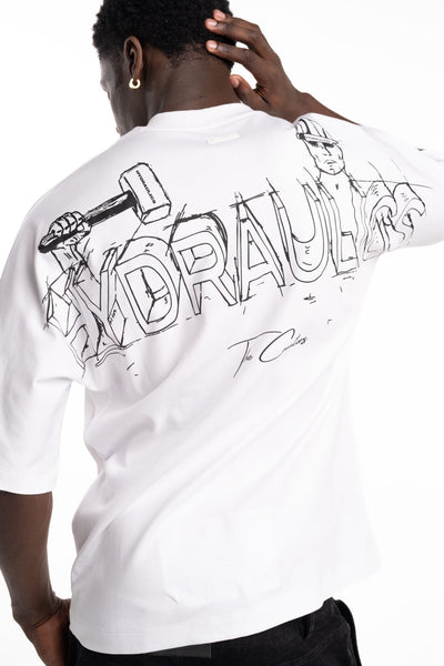 HYDRAULICS PERSPECTIVE SUPER OVERSIZED T-SHIRT WHITE