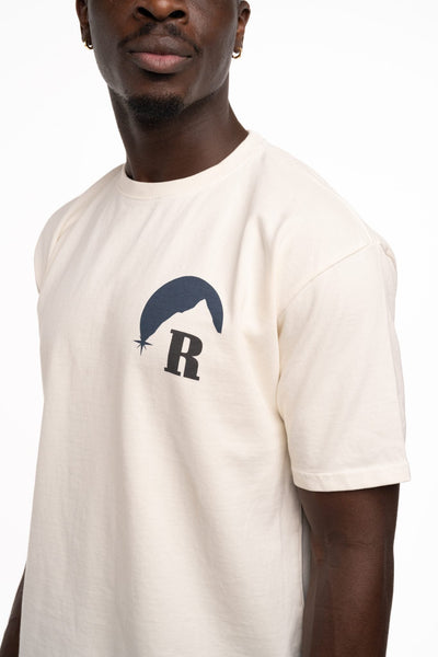 RHUDE MEN’S MOONLIGHT TEE VINTAGE WHITE/OXFORD NAVY
