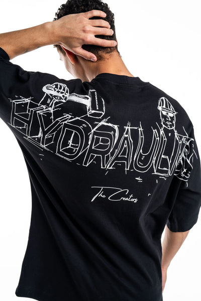 HYDRAULICS PERSPECTIVE SUPER OVERSIZED T-SHIRT BLACK