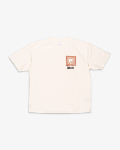 RHUDE MEN’S CHEVRON LOGO REPEAT TEE VINTAGE WHITE
