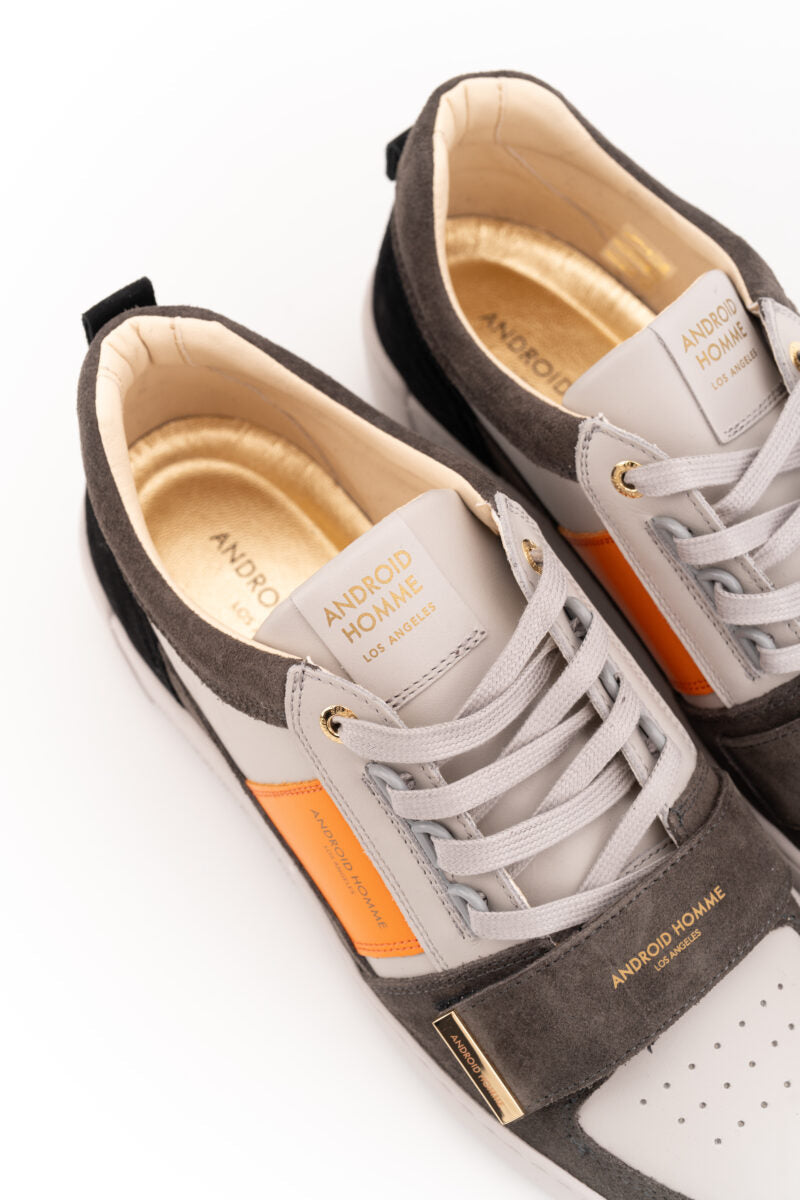 ANDROID HOMME MEN’S POINT DUME LOW LEATHER SUEDE GREY/ORANGE/WHITE SNEAKER