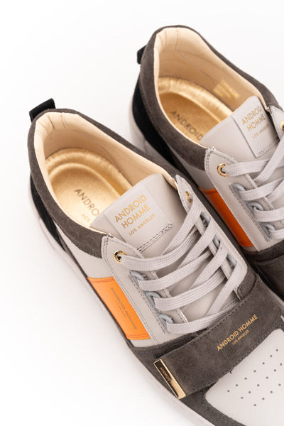 ANDROID HOMME MEN’S POINT DUME LOW LEATHER SUEDE GREY/ORANGE/WHITE SNEAKER