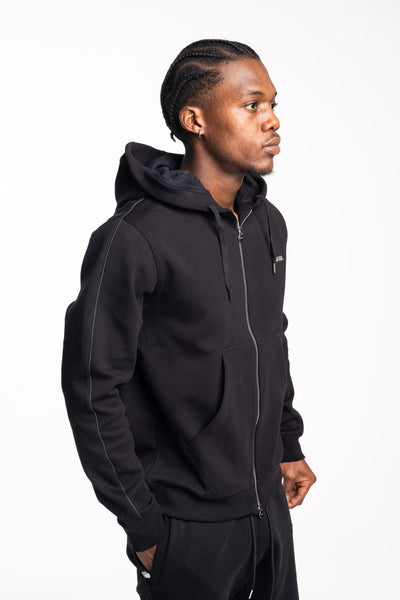 CORE) BALR MEN’S Q SERIES ZIP THROUGH HOODIE | B1269.1013-JET BLACK