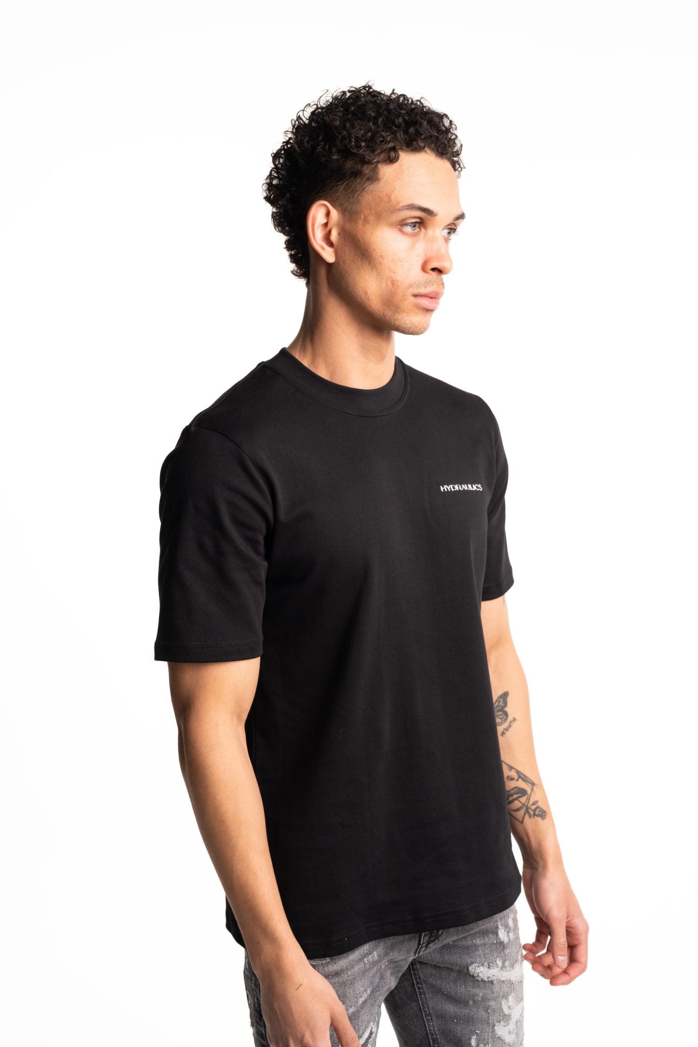 HYDRAULICS BEVELLED REGULAR FIT T-SHIRT BLACK