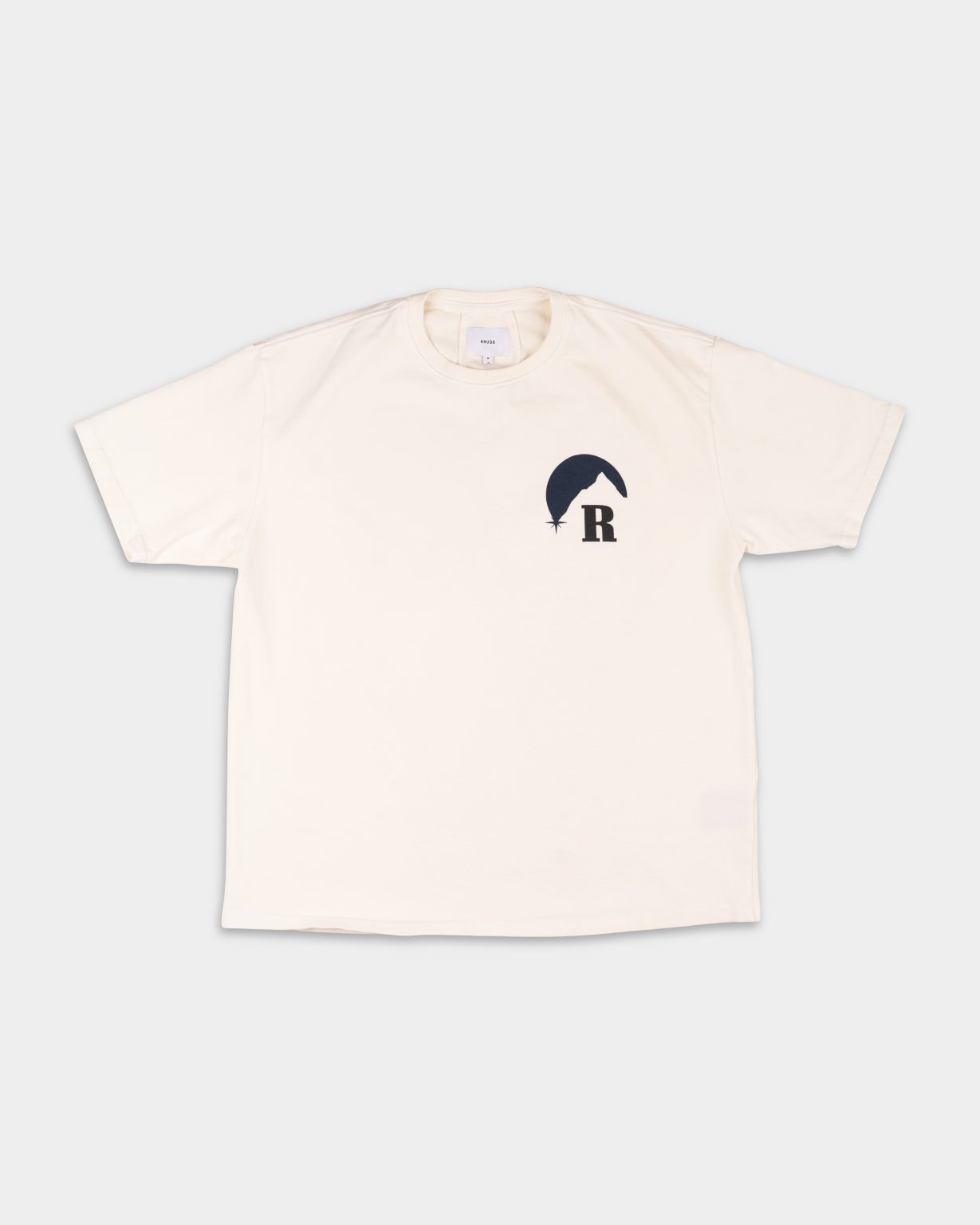RHUDE MEN’S MOONLIGHT TEE VINTAGE WHITE/OXFORD NAVY