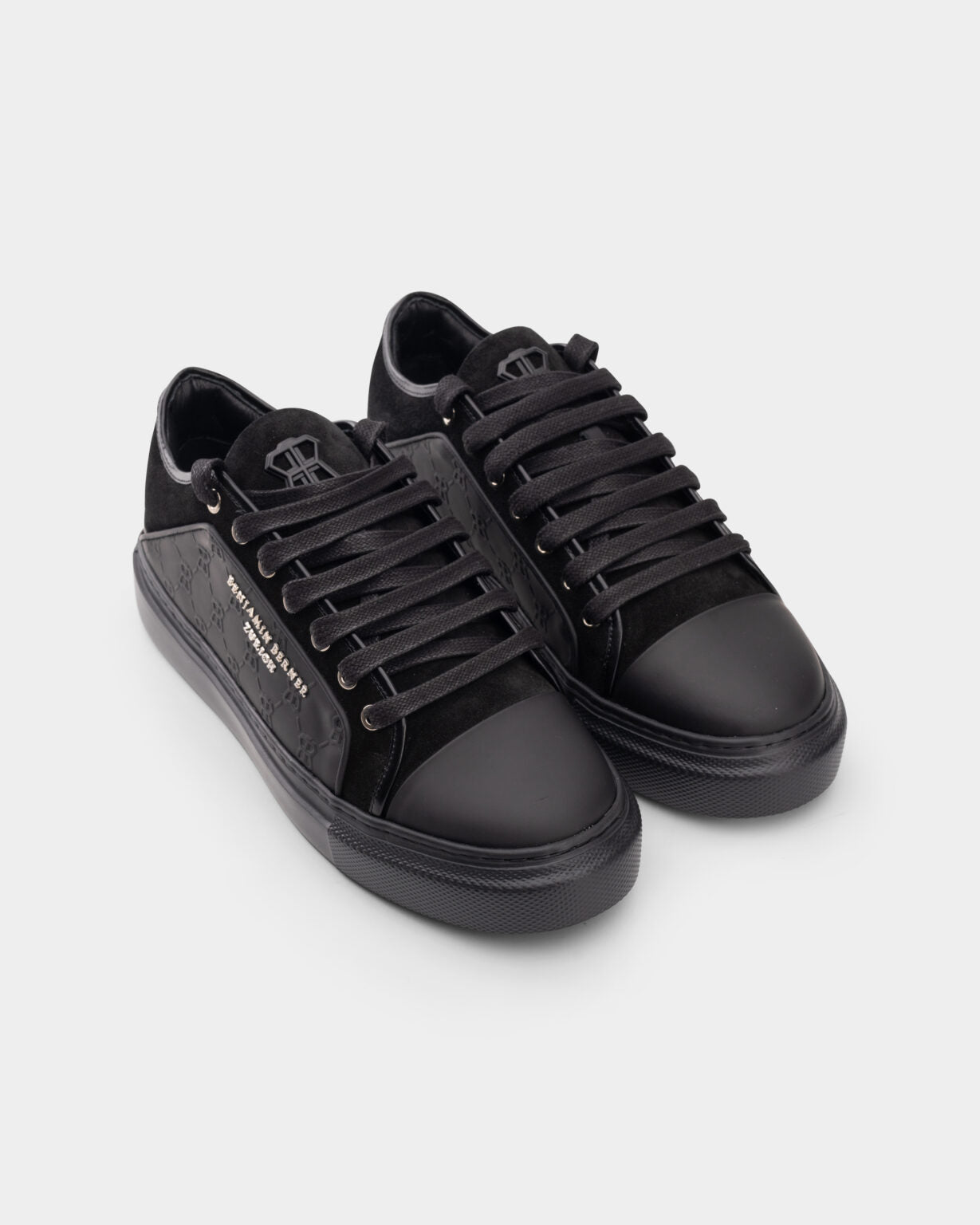 BENJAMIN BERNER MEN’S ODIN MONOGRAM EMBOSSED MATT NAPPA SNEAKER BNJ ODIN ALL BLACK