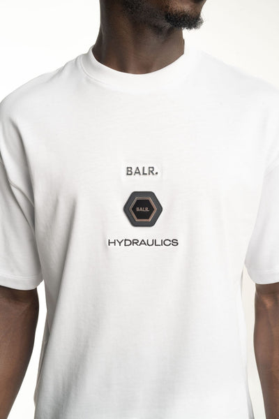 BALR MEN’S BALR X HYDRAULICS METAL LOGO BOX T SHIRT | B1112.1396-BRIGHT WHITE