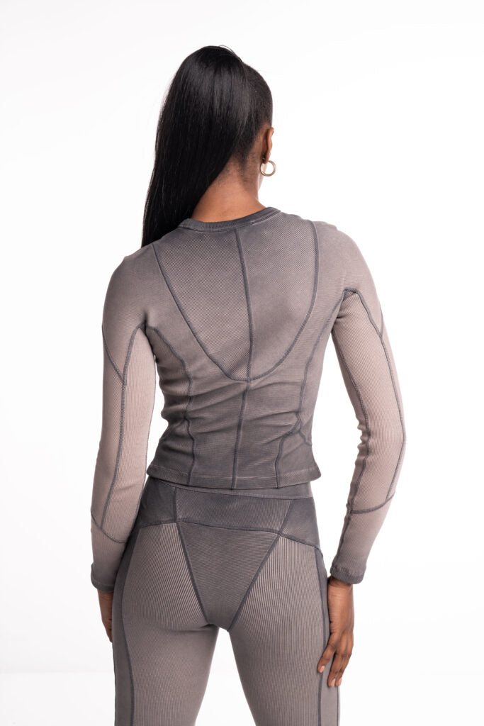 Alexander Wang Long Sleeve Top w/ Blade Logo Washed Cedar 4CC1251532 208A