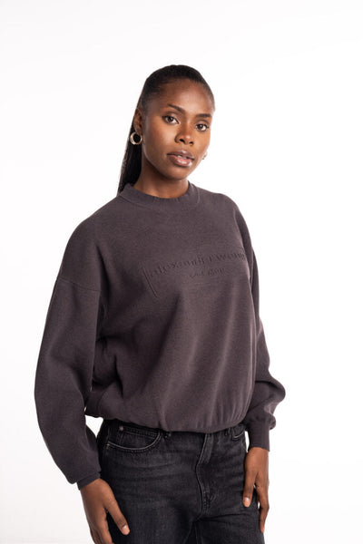 Alexander Wang Embossed Logo Ribbed Pullover Grey 1KC3231017 020