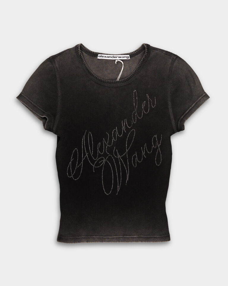 Alexander Wang Fitted Tee w/ Hotfix Cursive Logo Washed 1CC3241920 022