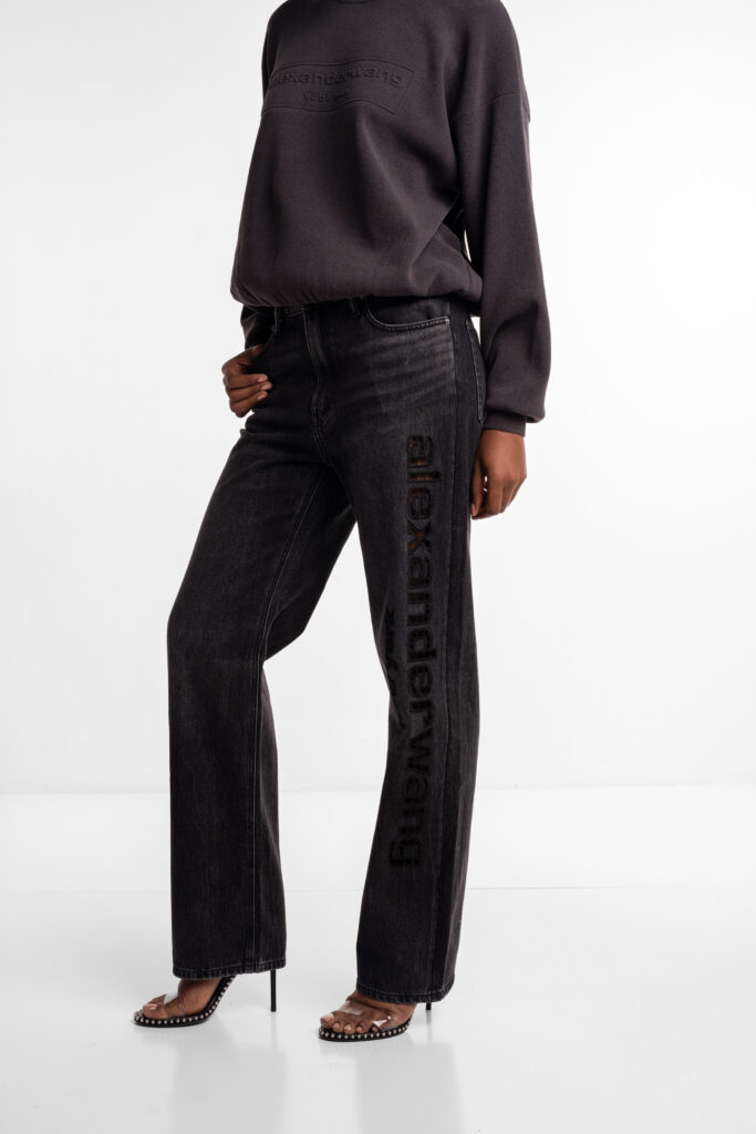 Alexander Wang EZ Slouch Logo Cut Out Embroidery Grey Aged 4DC1254691 015