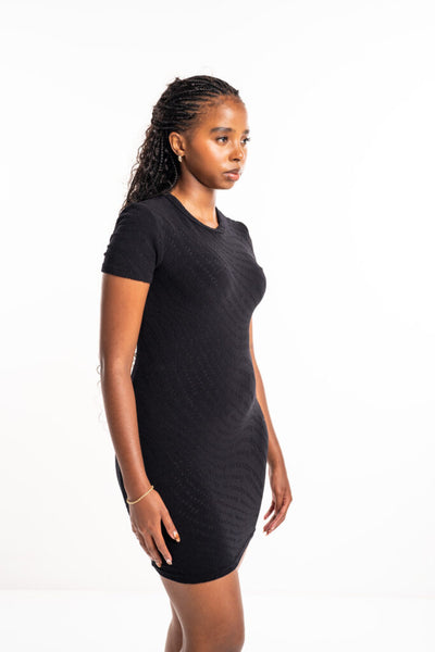 Alexander Wang Crew Neck Short Sleeve Dress Black 4CC1246235 001