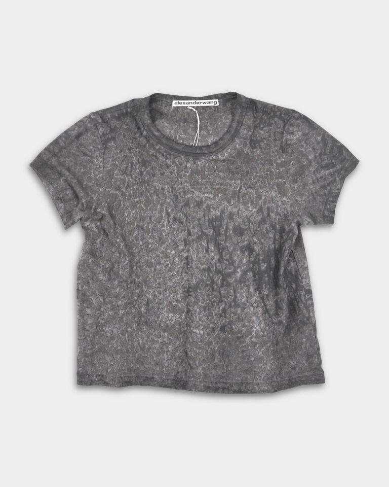 Alexander Wang Shrunken Embossed Logo Tee w/ Splatter Wash Steel Grey 1CC3241914 099