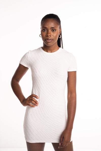 Alexander Wang Crew Neck Short Sleeve Dress White 4CC1246235 100