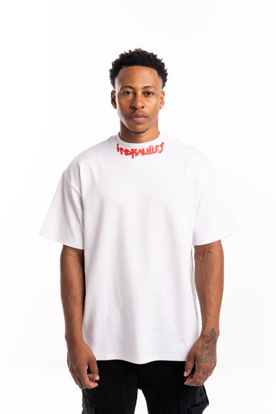 Hydraulics oversized red gothic neck tee white AW25OSFIT GOT White