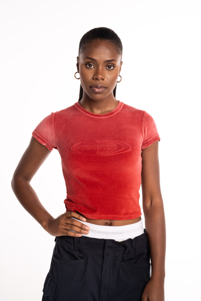 Alexander Wang Baby Tee Washed Red Alert 4CC1251563 622A