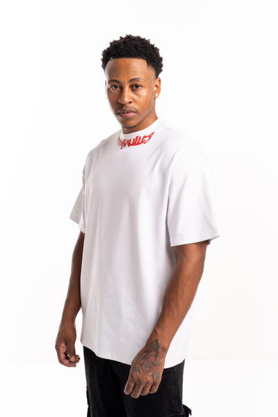 Hydraulics oversized red gothic neck tee white AW25OSFIT GOT White