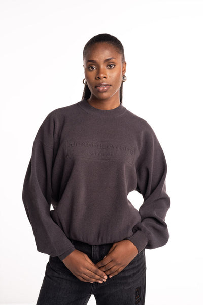 Alexander Wang Embossed Logo Ribbed Pullover Grey 1KC3231017 020