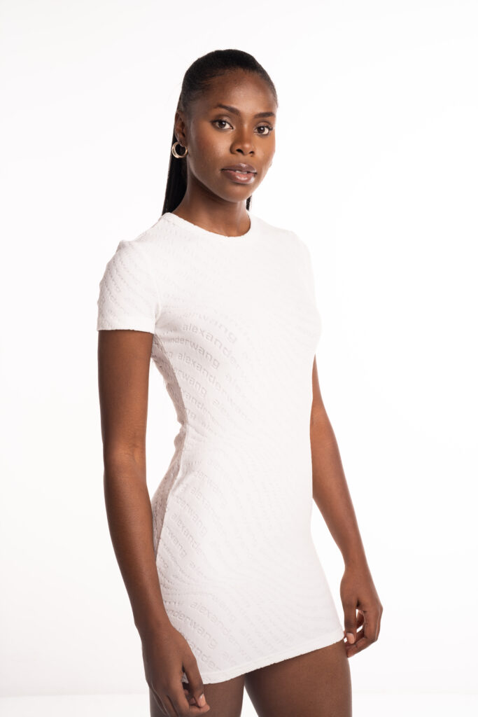 Alexander Wang Crew Neck Short Sleeve Dress White 4CC1246235 100