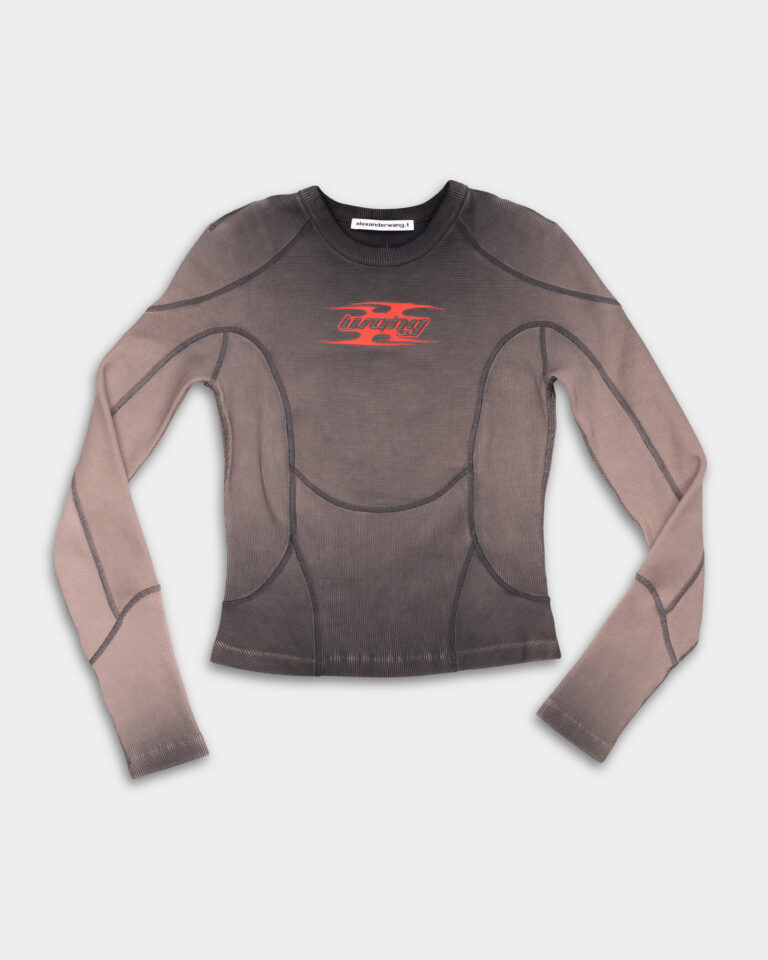 Alexander Wang Long Sleeve Top w/ Blade Logo Washed Cedar 4CC1251532 208A